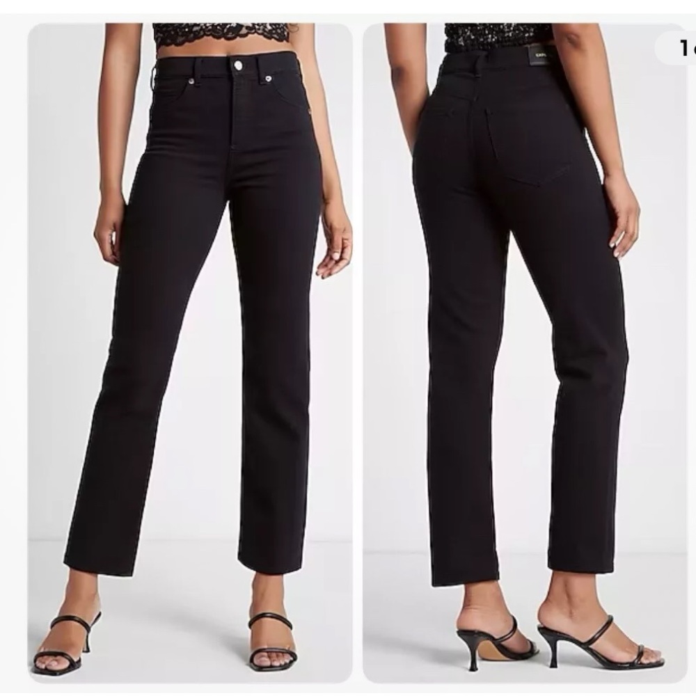 Express Straight Ankle High Rise Black Jeans Size 2 Long